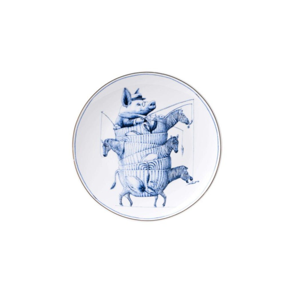 Heinen Delfts Blauw wandbord Redmer Hoekstra Zebra